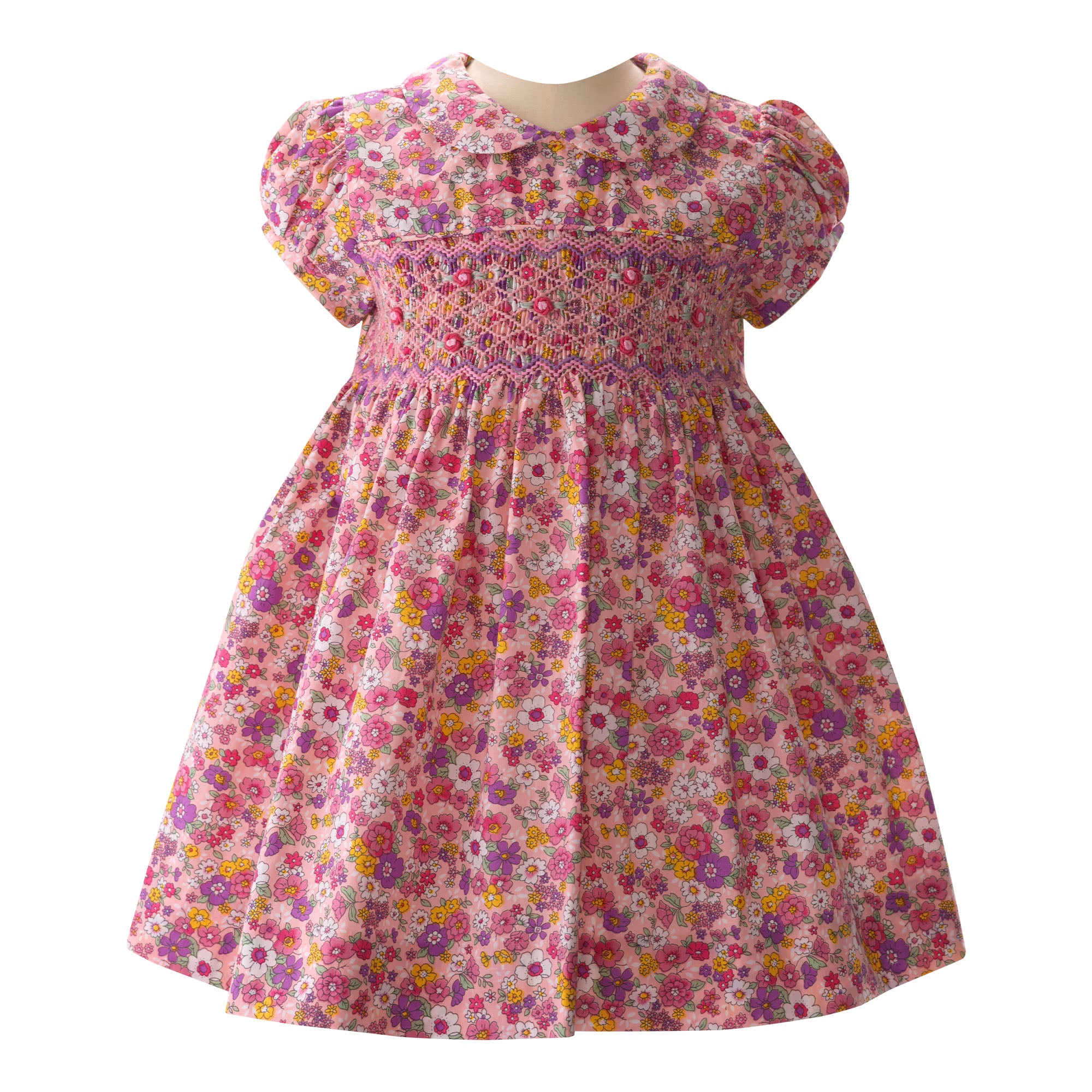 KQ popular Baby Girl Pansy Peter Pan Apron Dress 12-18M