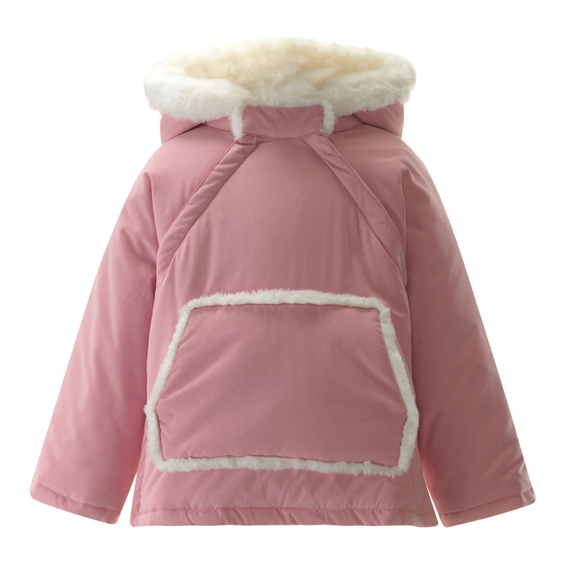 Pink Faux Fur Trim Coat Rachel Riley US