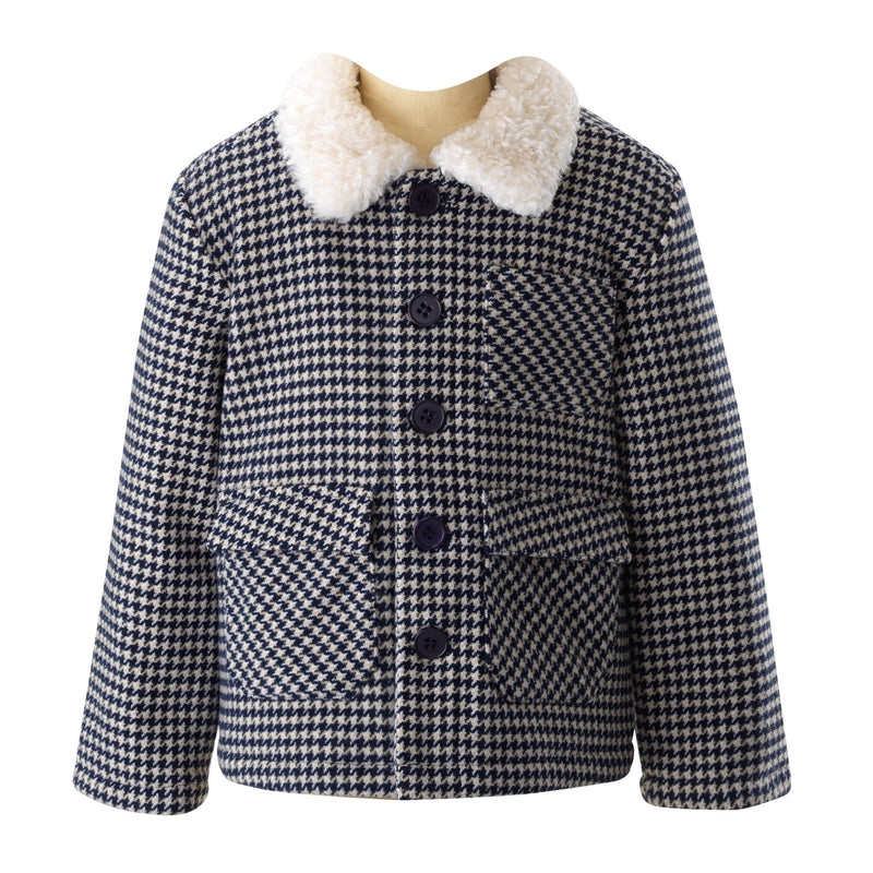 Houndstooth Shearling Collar Jacket Rachel Riley US