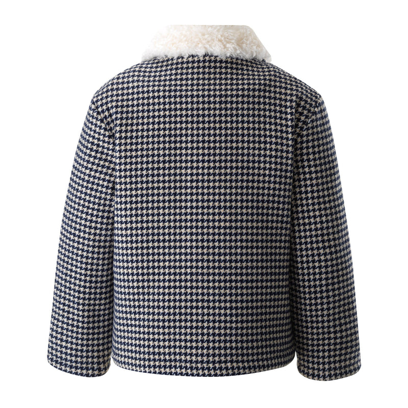 Houndstooth Shearling Collar Jacket Rachel Riley US