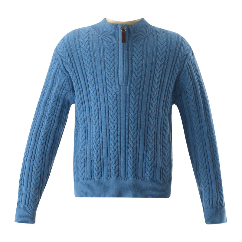 Half-zip Cable Knit Sweater, Blue Rachel Riley US