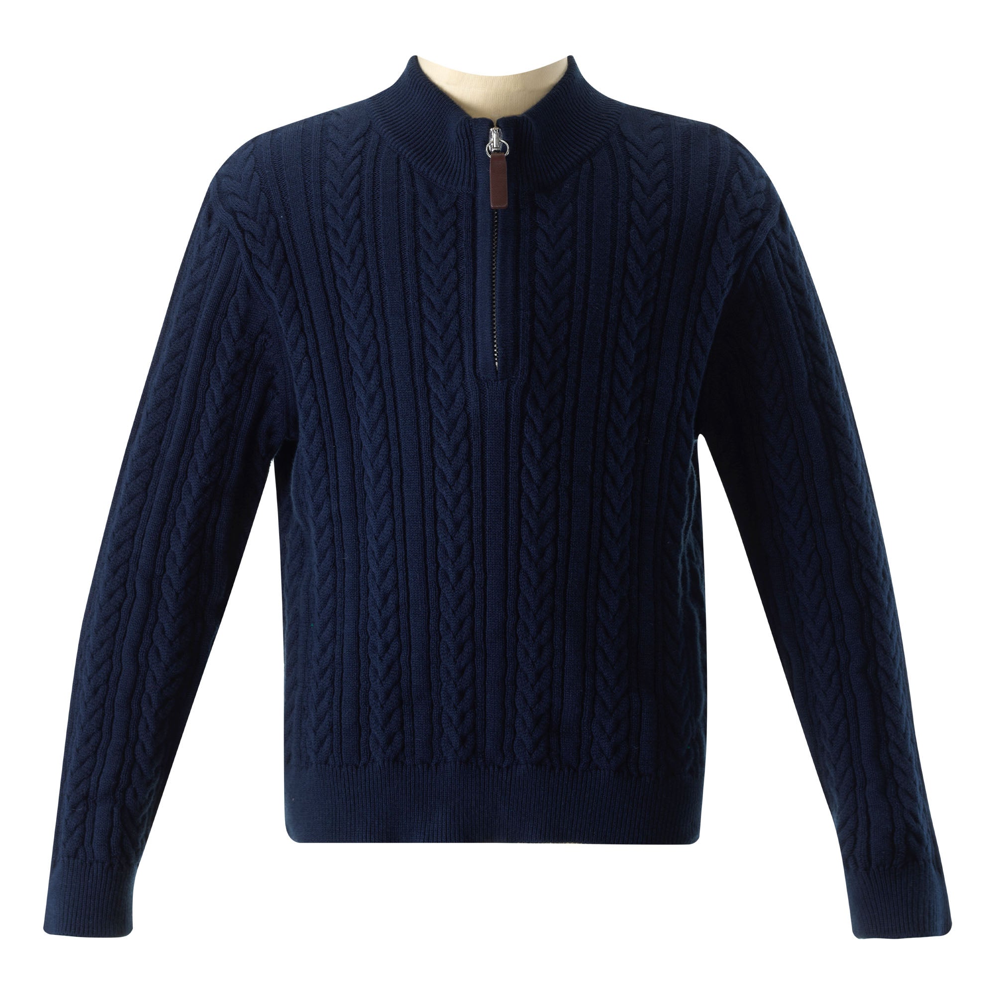 Half Zip Cable Knit Sweater Navy Rachel Riley Us