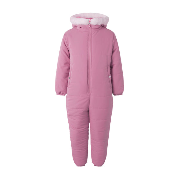 Pink Faux Fur Trim Snowsuit