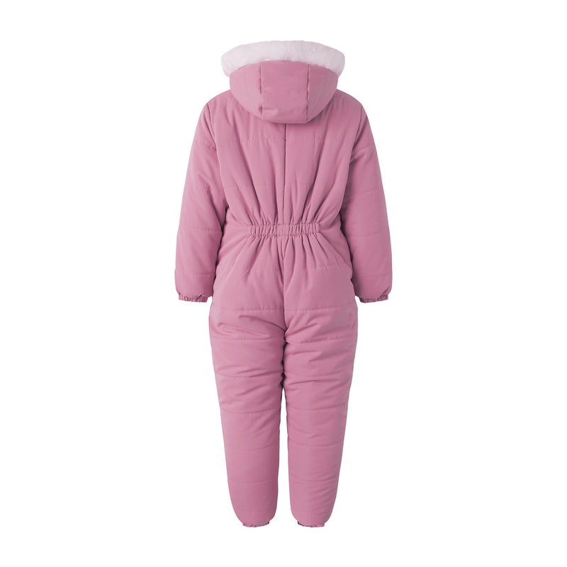 Pink Faux Fur Trim Snowsuit