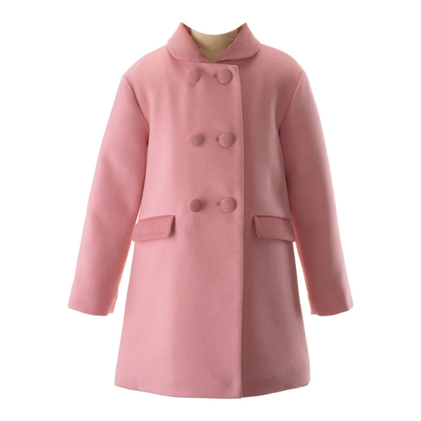 Pink Velvet Trim Dress Coat Rachel Riley US