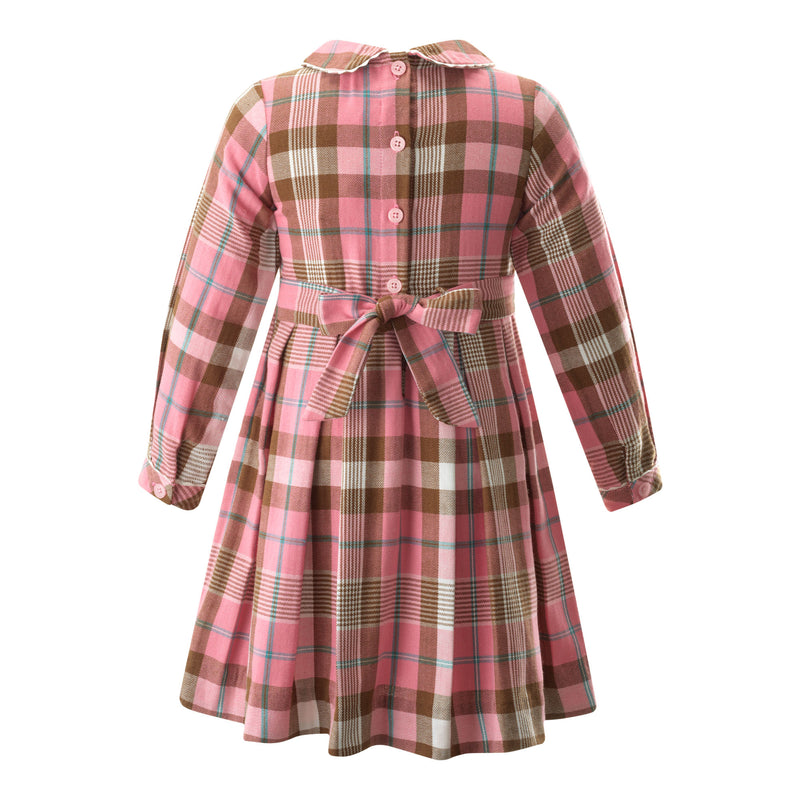 Pink Check Flannel Pleated Dress