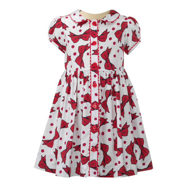 Eloise Red Bow Button-Front Dress Rachel Riley US