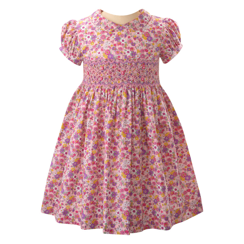 Floral Peter Pan Collar Smocked Dress