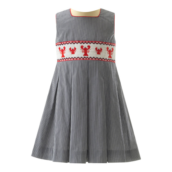 Stripe Lobster Smocked Dress Rachel Riley US