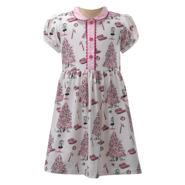 Eloise Christmas Tree Button-Front Dress