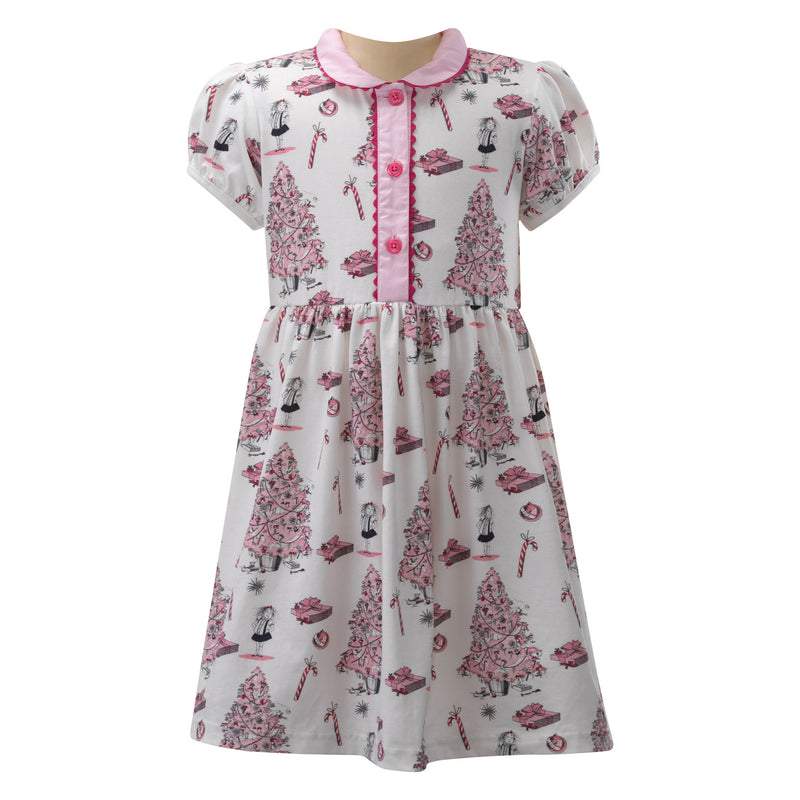 Eloise Christmas Tree Button-Front Dress