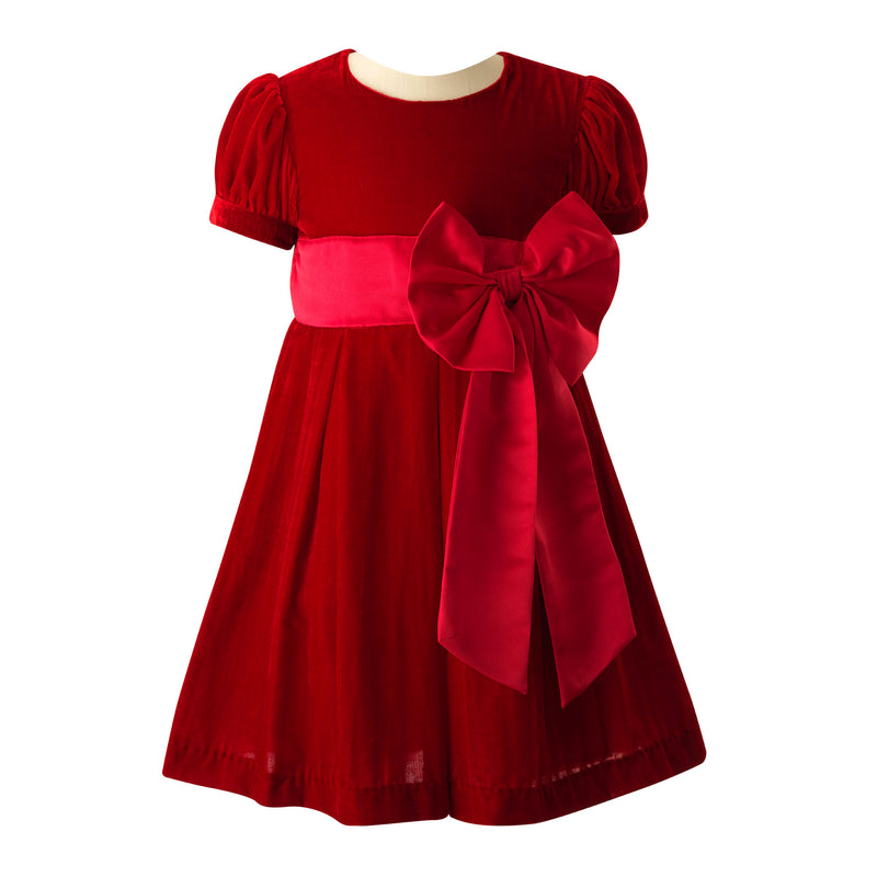 Crushed Velvet Bow Dress Rachel Riley US