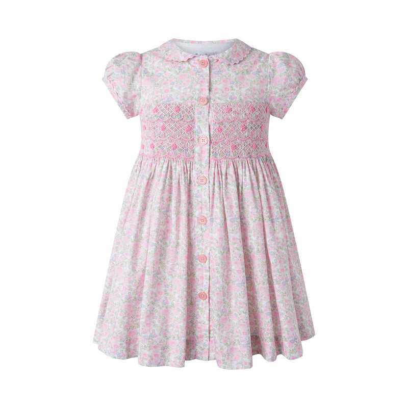 Ditsy Bloom Smocked Button-front Dress Rachel Riley US