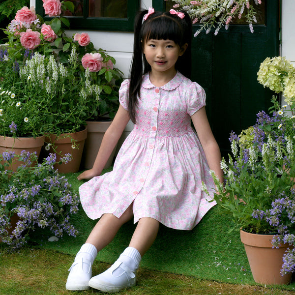 Ditsy Bloom Smocked Button-front Dress Rachel Riley US