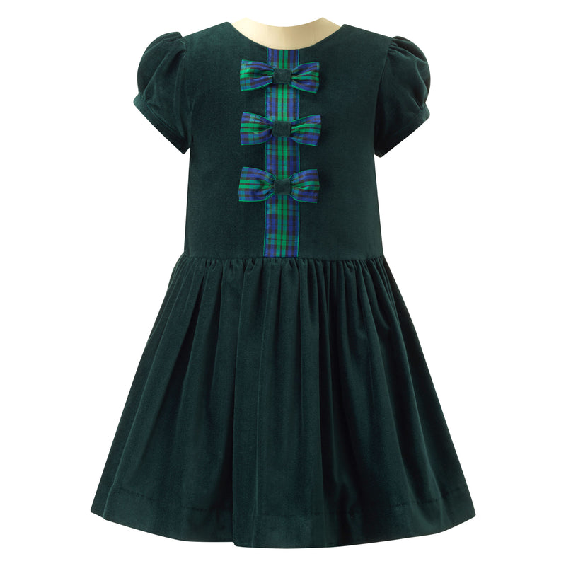 Tartan Bow Front Dress, Green