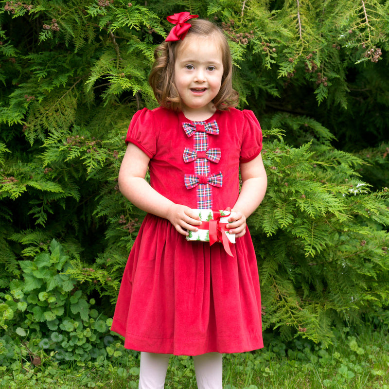 Red Tartan Bow Front Dress