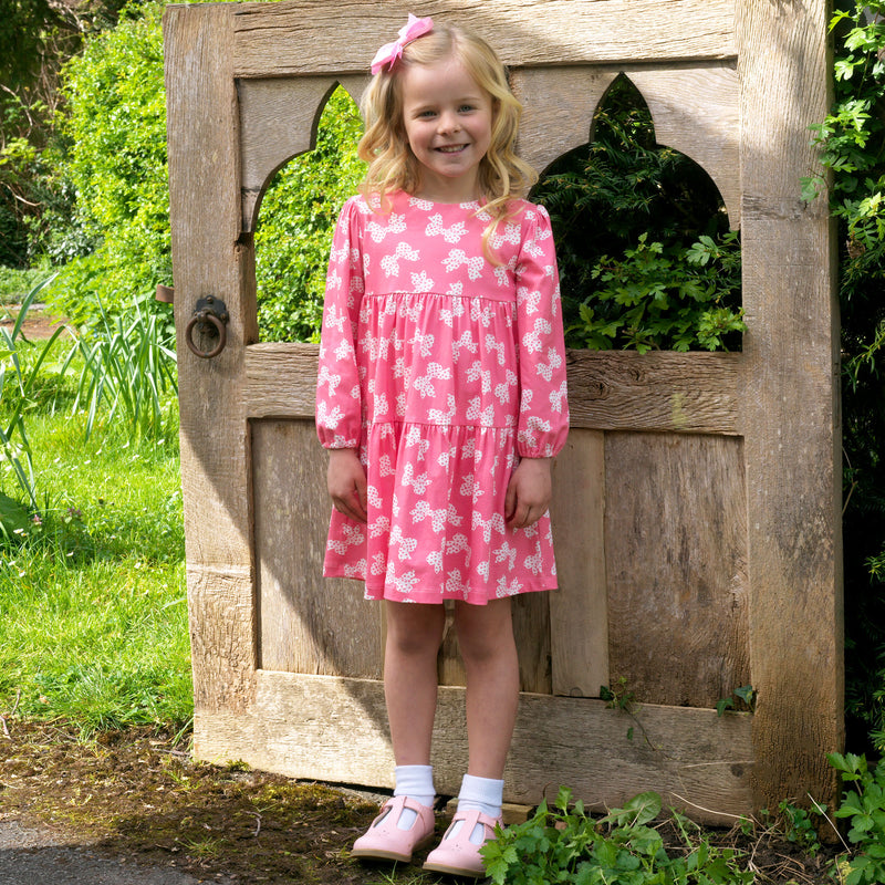 Polka Dot Bow Tiered Jersey Dress