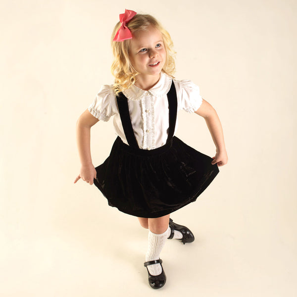 Eloise Black Silk Velvet Pinafore Set