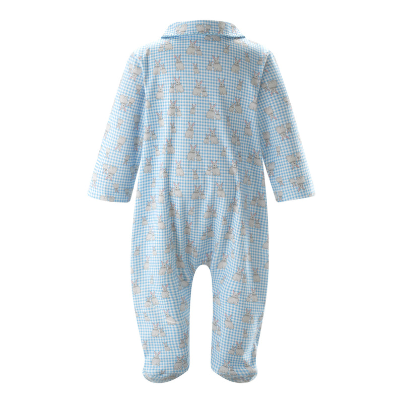 Blue Gingham Bunny Footie