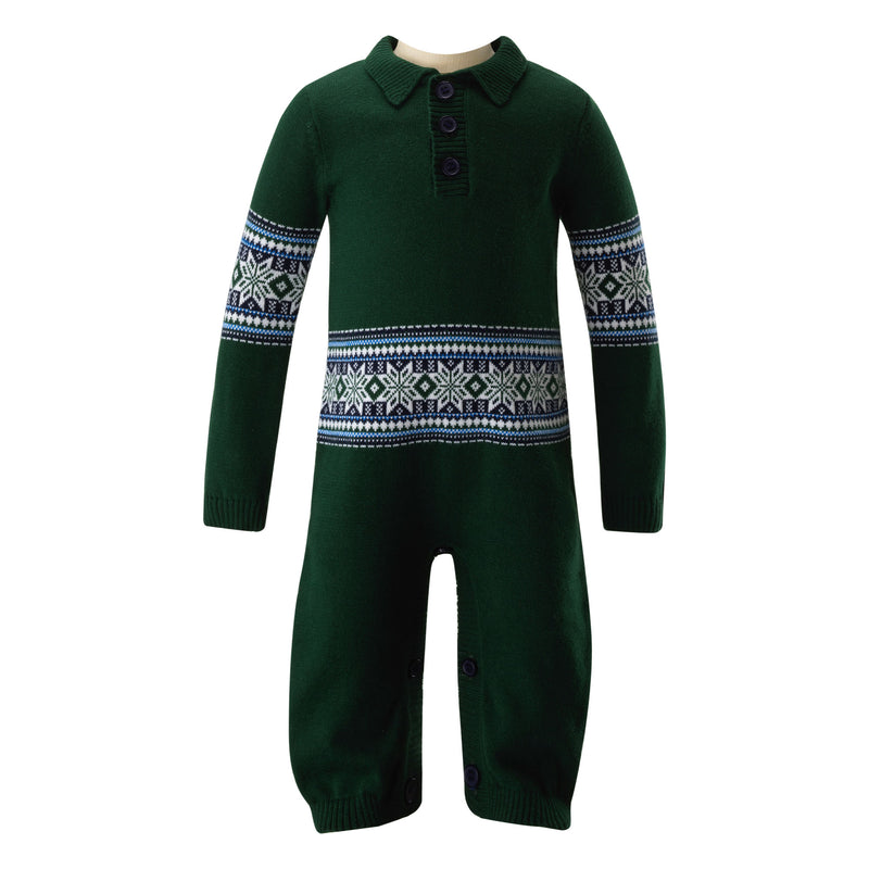 Green Fair Isle Knit Playsuit