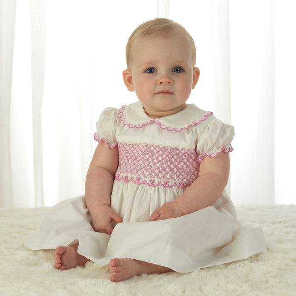 Bow Scalloped Smocked Dress