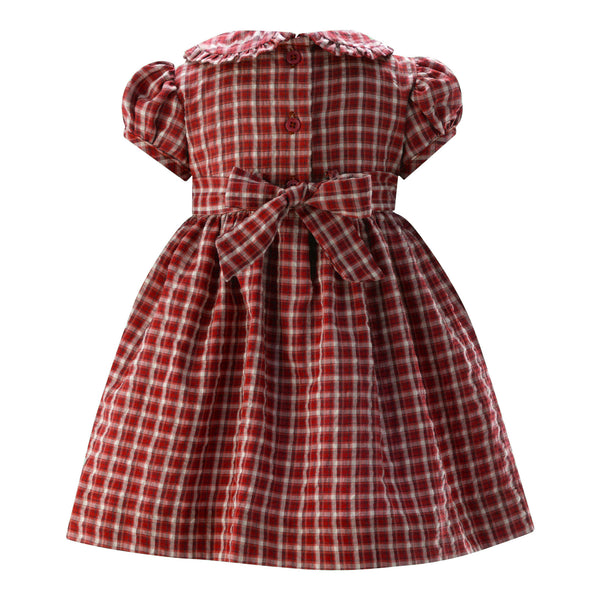 Check Frill Front Dress & Bloomers, Red