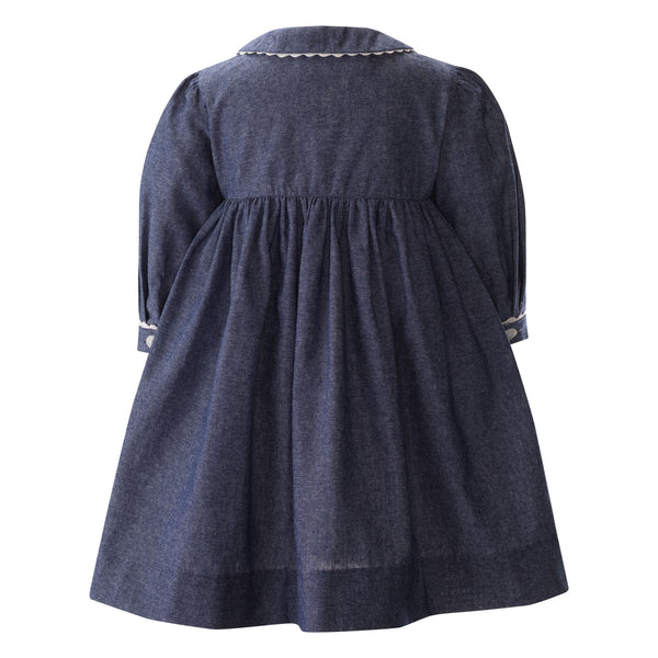 Chambray Long Sleeve Button-Front Dress & Bloomers