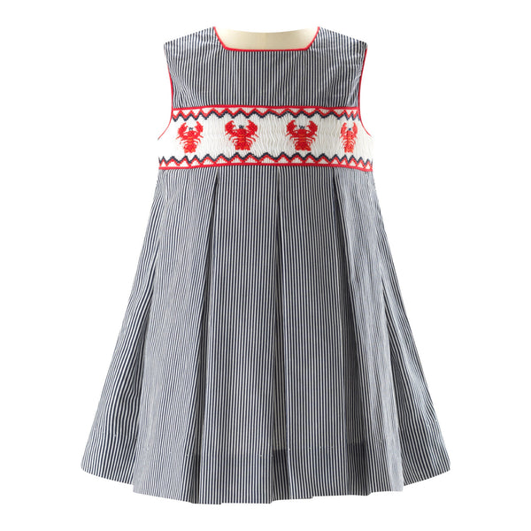 Stripe Lobster Smocked Dress & Bloomers Rachel Riley US
