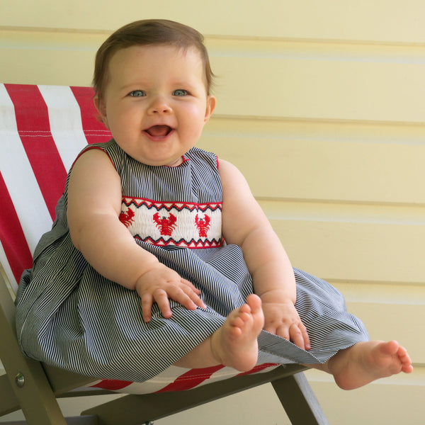 Stripe Lobster Smocked Dress & Bloomers Rachel Riley US