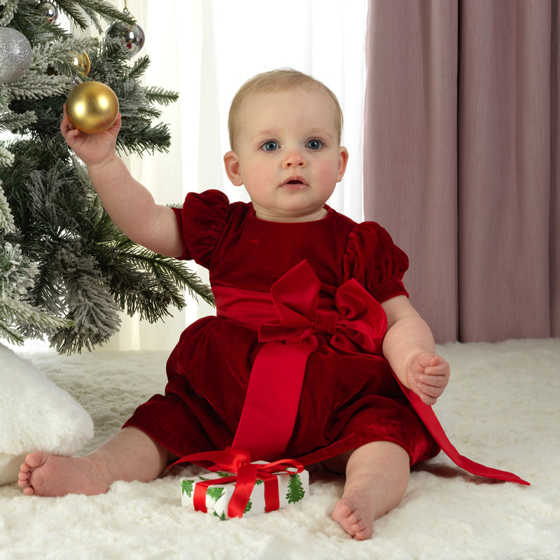 Crushed Velvet Bow Dress