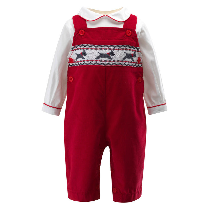 Scottie Dog Smocked Overall Set Rachel Riley US