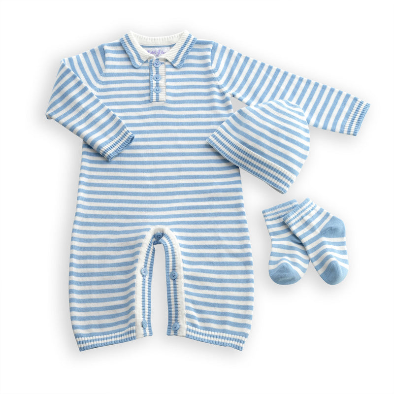 Blue Knit Playsuit Gift Set Rachel Riley US