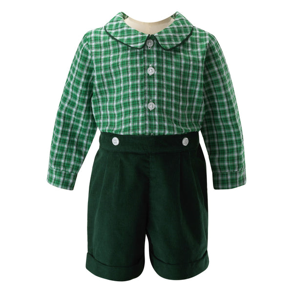 Check Shirt & Short Set, Green Rachel Riley US