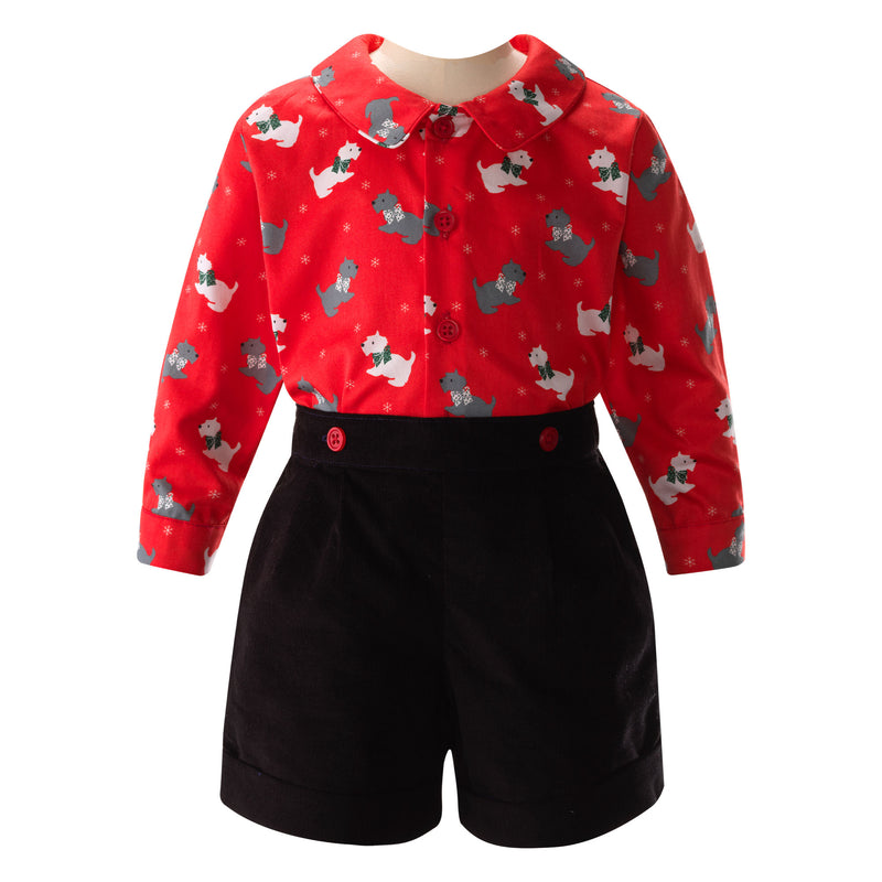 Scottie Dog Shirt & Short Set Rachel Riley US