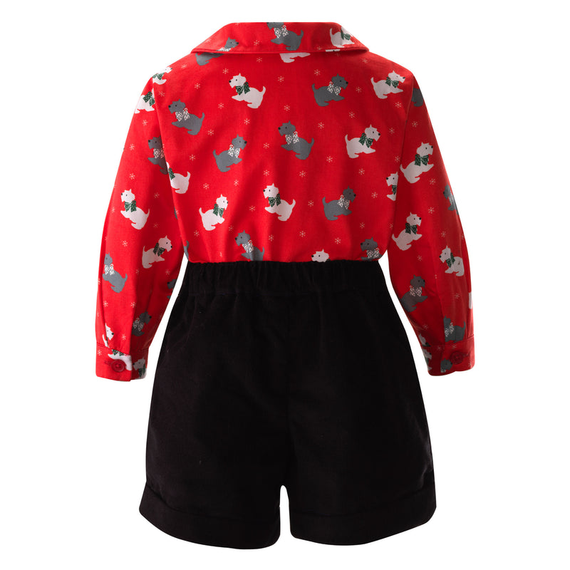 Scottie Dog Shirt & Short Set Rachel Riley US