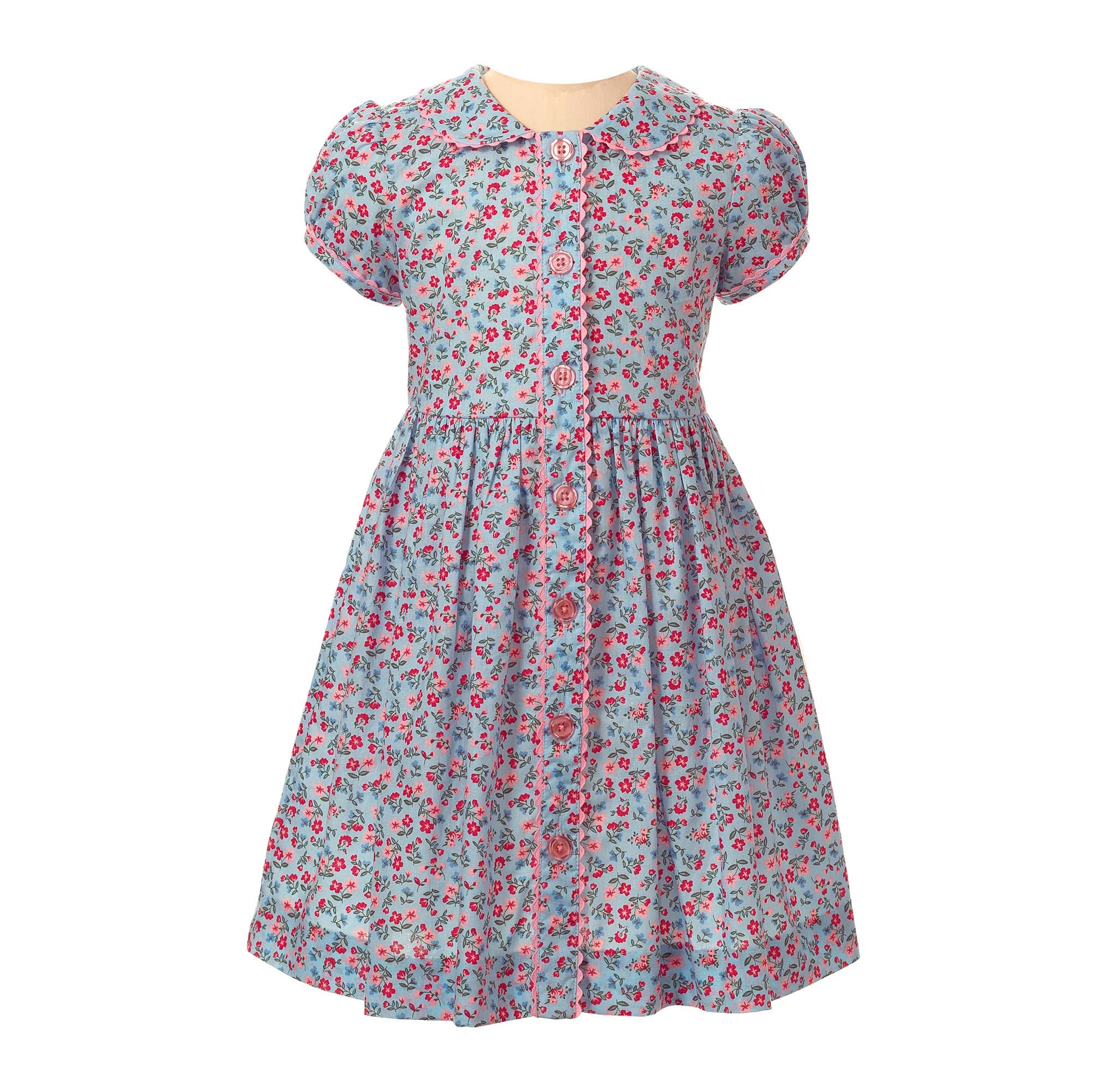 Blue Floral Button Front Dress – Rachel Riley US