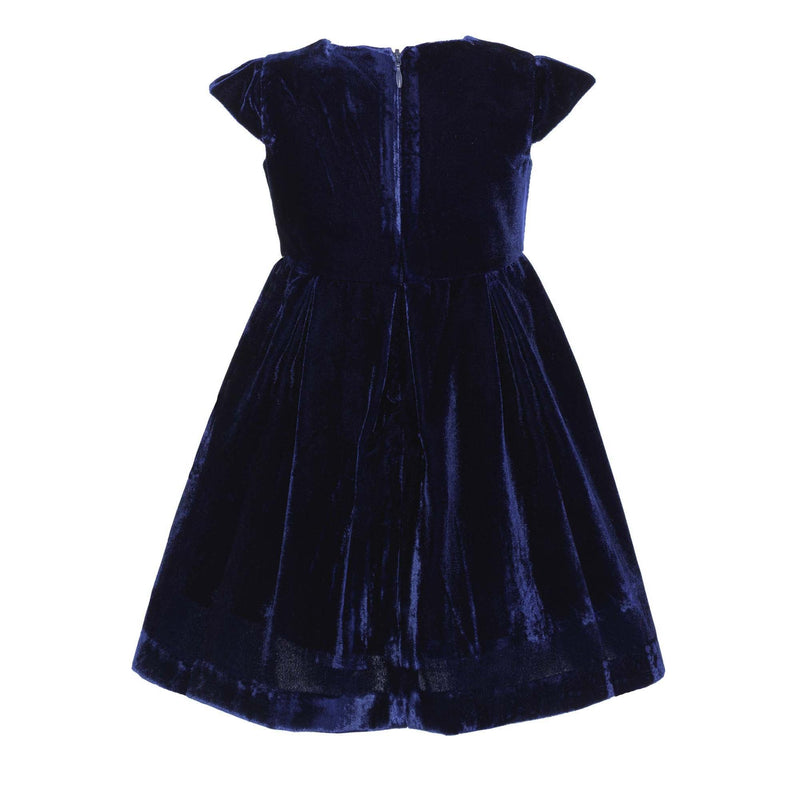 Navy Tartan Bow Velvet Dress Rachel Riley