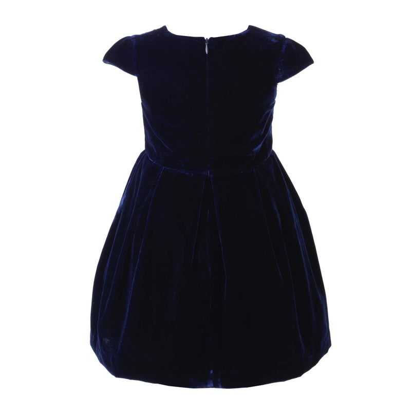 Navy Tartan Bow Velvet Dress Rachel Riley